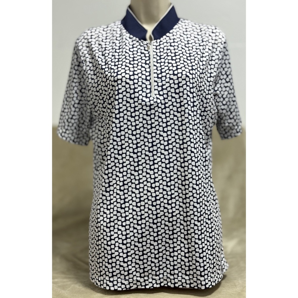 Maggie Lane Pebble Print Golf Polo Shirt‎ SIZE XL  Active Wear Preppy Blouse Top